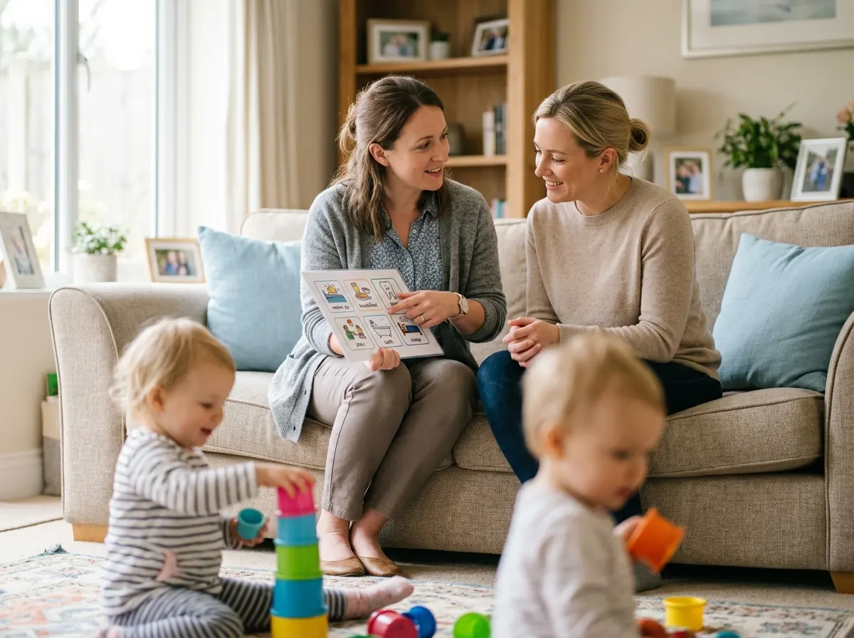 Occupational therapist coaching a parent